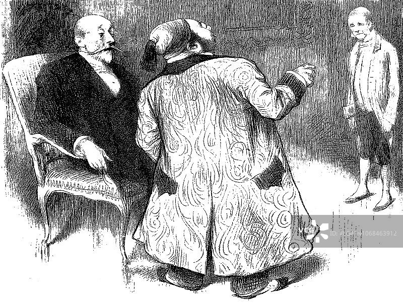 三个男人在互相讨论 - 1896年图片素材