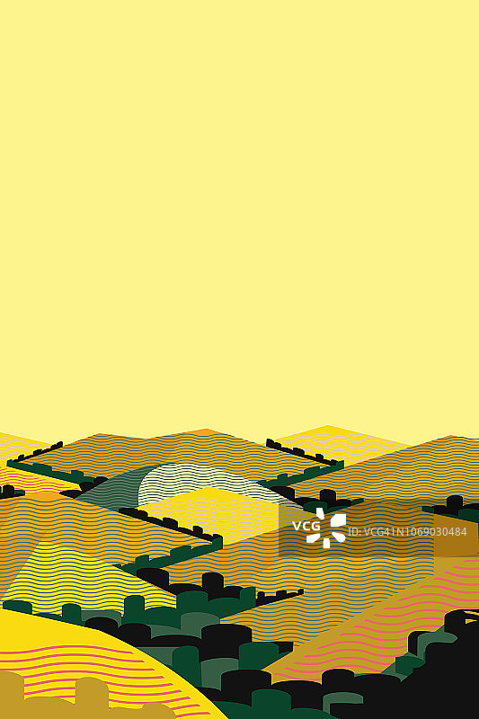 加利福尼亚夏季山丘景观插画图片素材