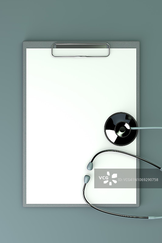 带有空白剪贴板的听诊器图片素材