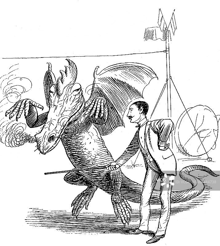 马戏团的驯龙表演 - 1896年图片素材