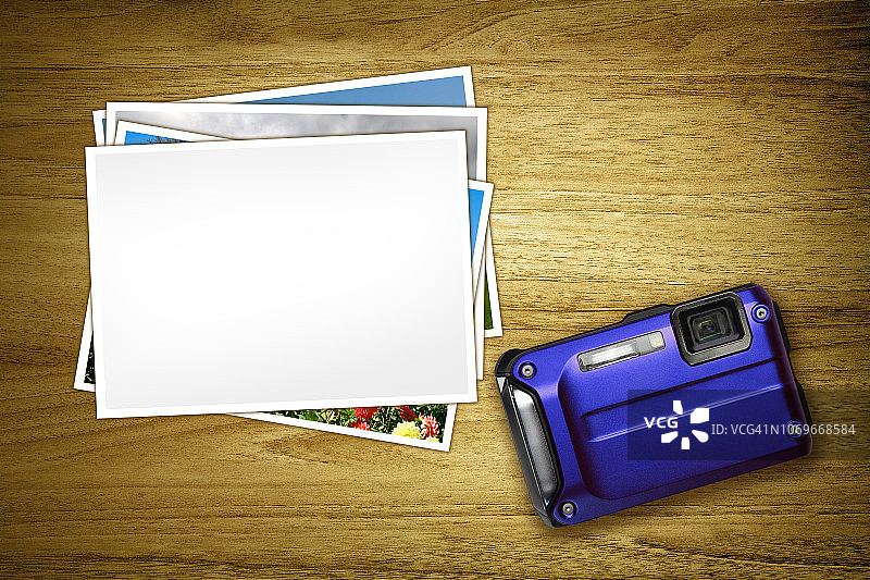 蓝色数字相机空白照片图片素材