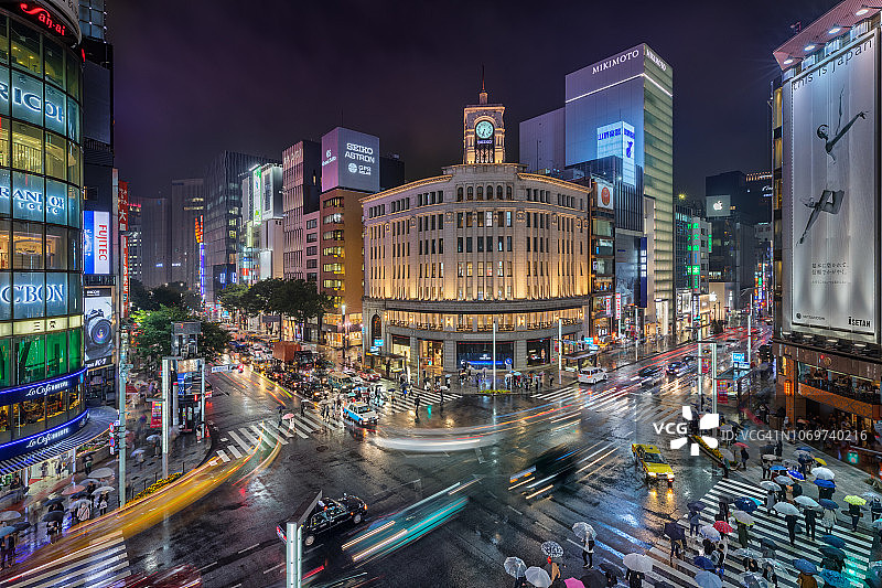 日本东京银座十字路口图片素材