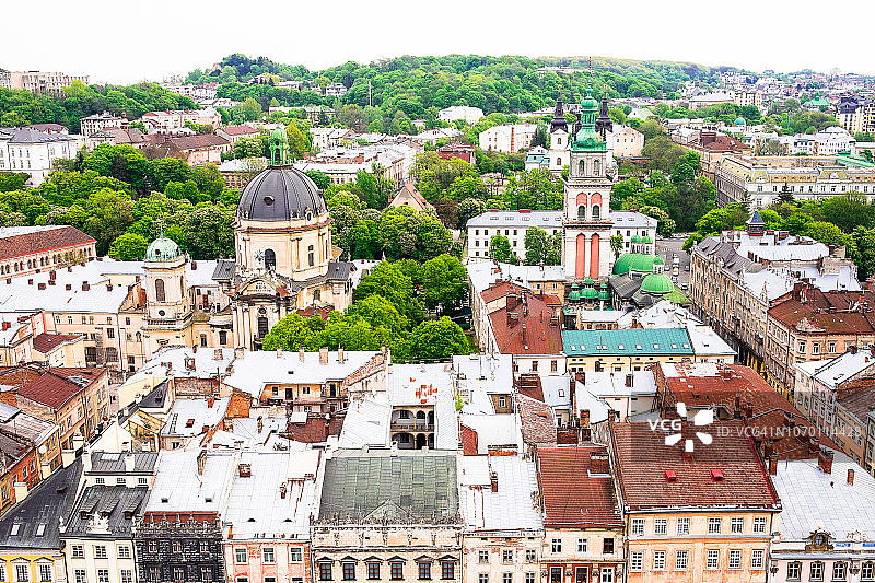 乌克兰利沃夫城市全景图片素材