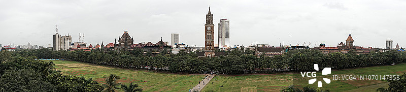 孟买大学和孟买证券交易所全景图片素材