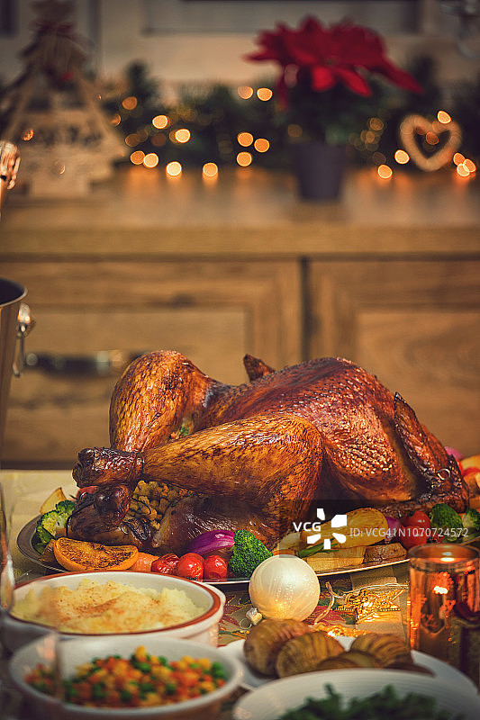 传统圣诞火鸡配菜图片素材