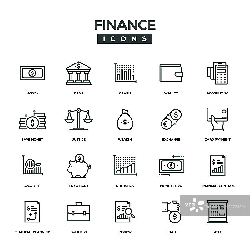 金融线性图标合集图片素材