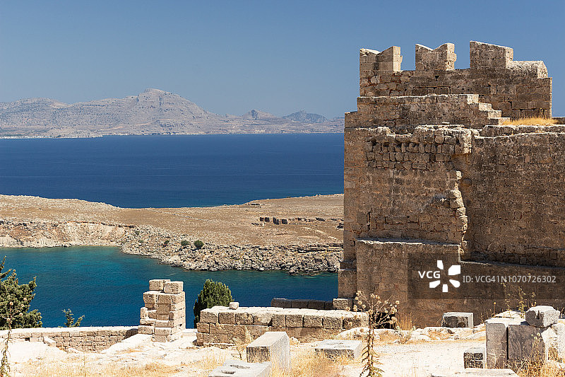 林多斯卫城古城堡遗址图片素材