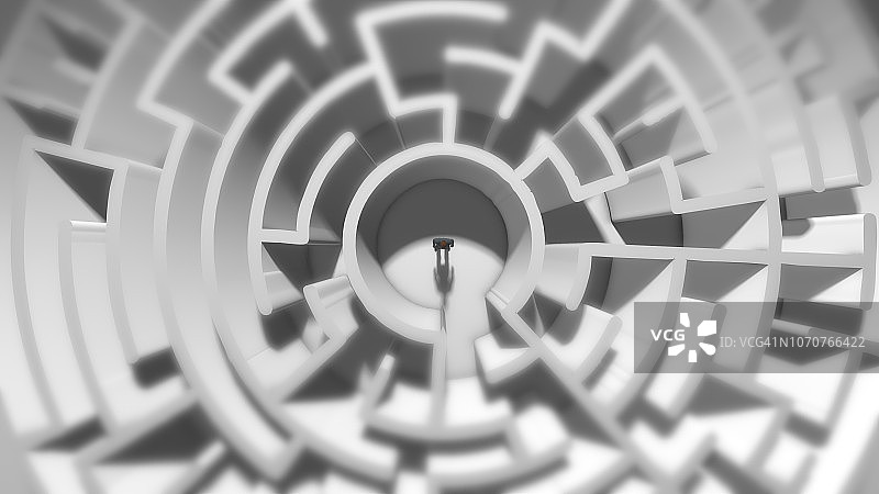 精神健康迷宫混乱抑郁压力和焦虑3D渲染图片素材