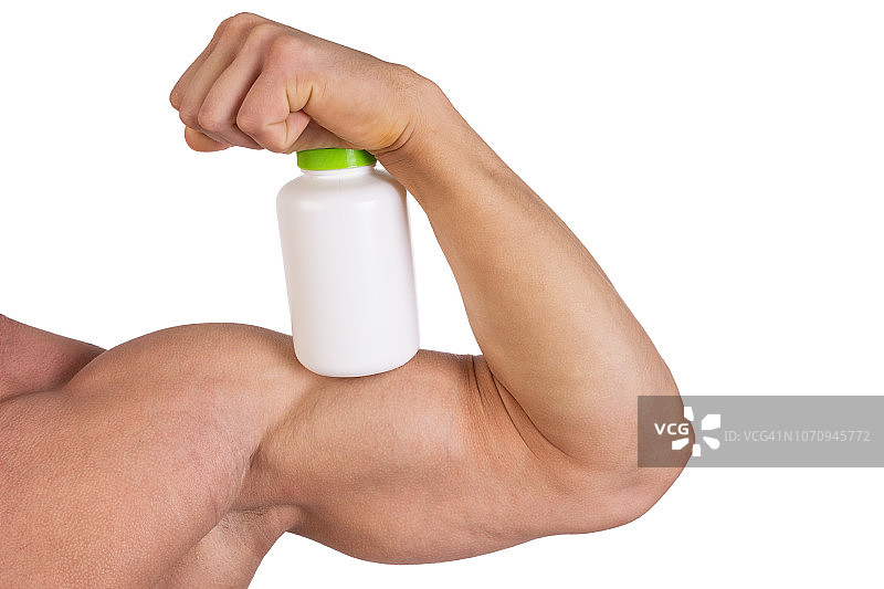 运动补剂与健壮的男人图片素材