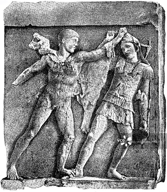 赫拉克勒斯与亚马逊女战士战斗图片素材