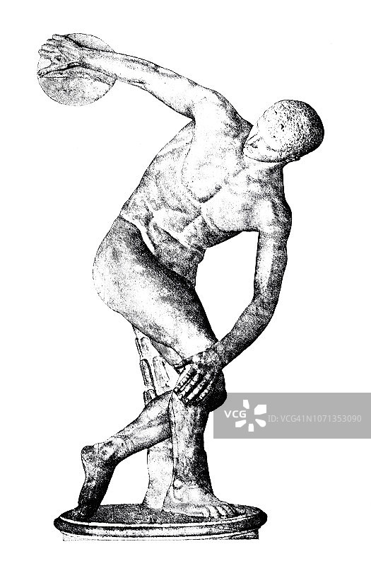 古典希腊米隆雕塑作品：铁饼运动员图片素材
