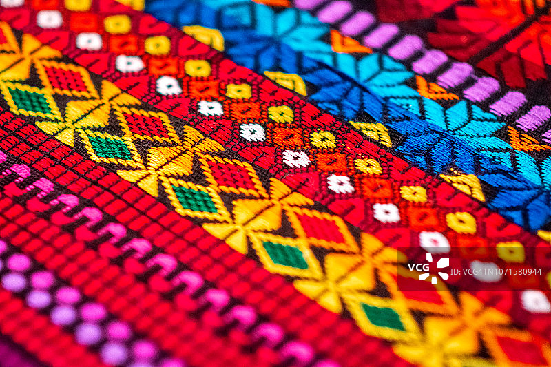 来自墨西哥恰帕斯州的多彩纺织品图片素材