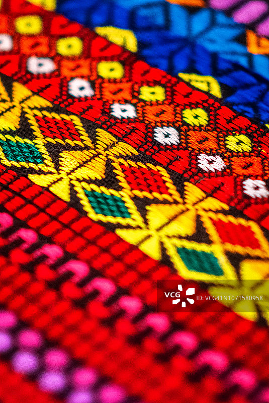 来自墨西哥恰帕斯州的多彩纺织品图片素材