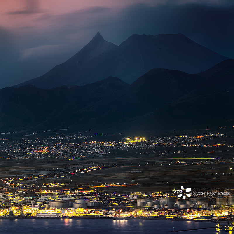 驹岳山和函馆市夜景图片素材