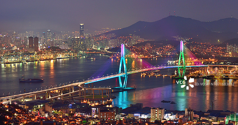 釜山北大桥夜景图片素材