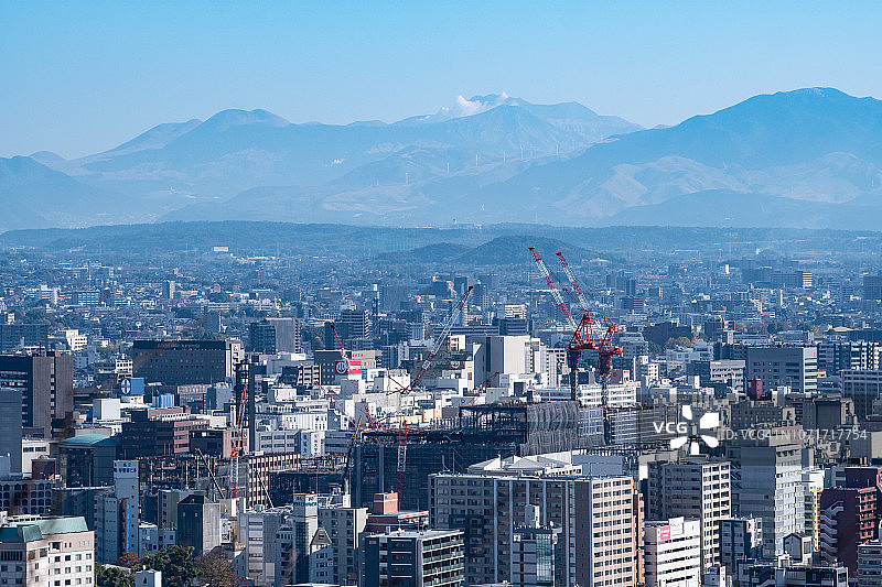 日本阿苏山和熊本市中心图片素材