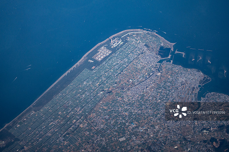 日本爱知县田原市白天飞机航拍图片素材