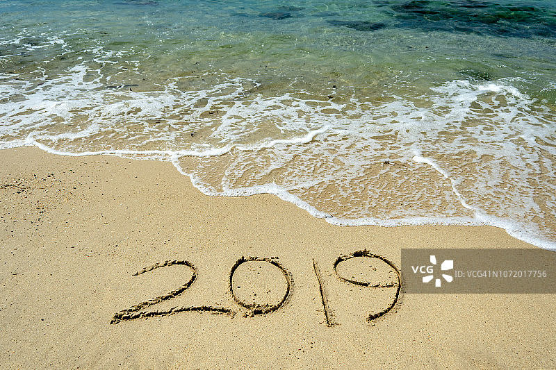 2019新年海滩概念图片素材