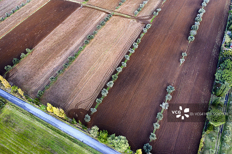 意大利托斯卡纳基安蒂地区的耕地航拍图片素材