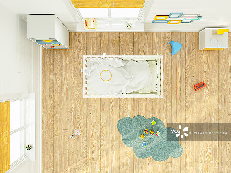 儿童卧室家具顶视图图片素材