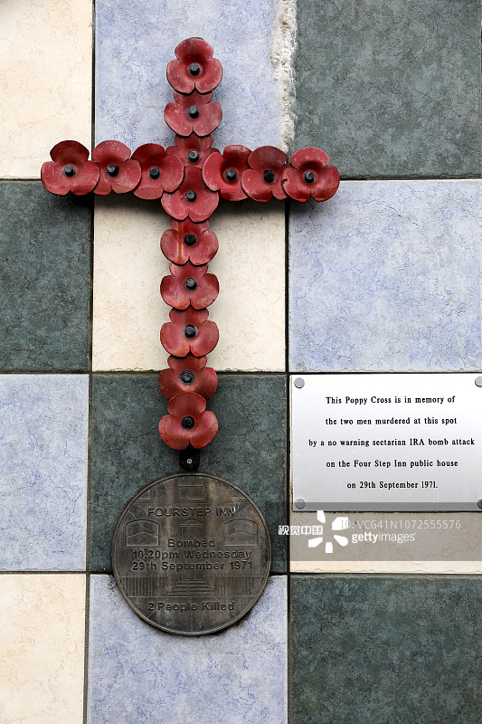 北爱尔兰贝尔法斯特，纪念爱尔兰共和军受害者的亲英纪念碑图片素材