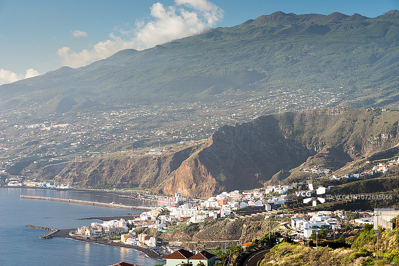 西班牙加那利群岛圣克鲁斯-德拉帕尔马市全景图片素材