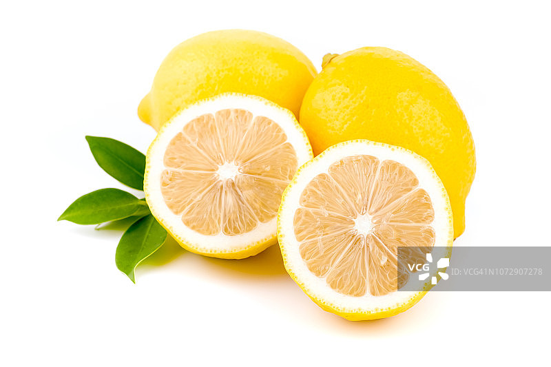 柠檬切片与绿叶图片素材