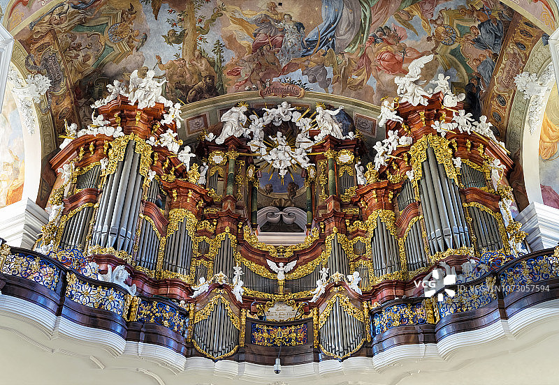 波兰克热舒夫圣母升天大教堂的巴洛克风管风琴图片素材