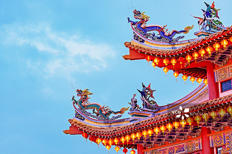 日落下的吉隆坡天后宫图片素材