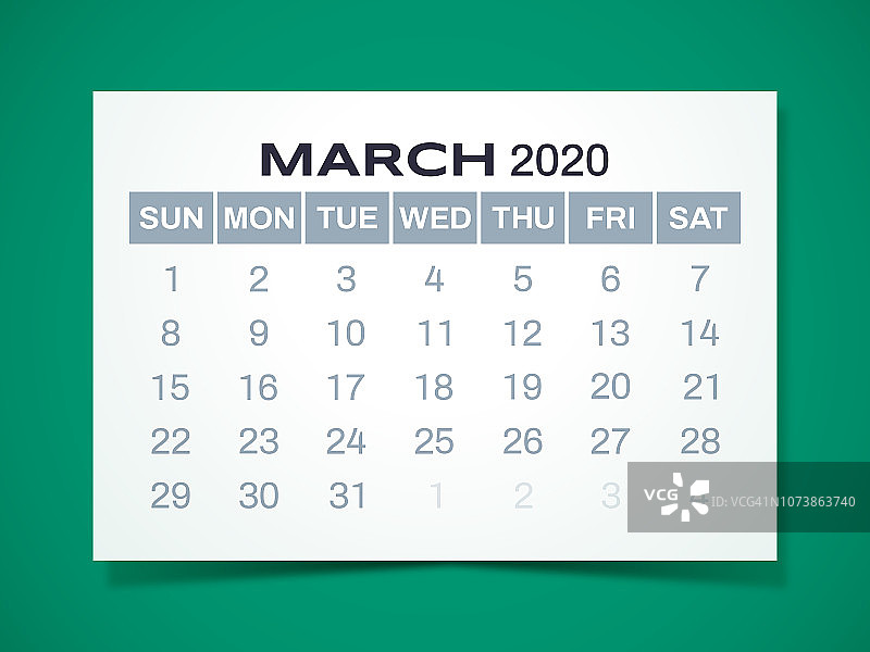 2020年3月日历图片素材