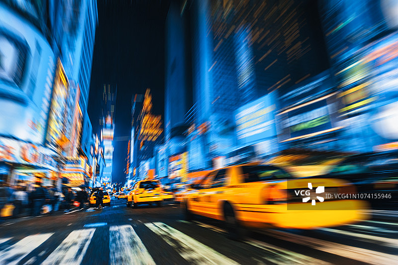 纽约城市夜景街道图片素材