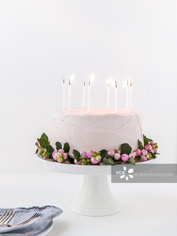 玫瑰水糖霜巧克力生日蛋糕图片素材