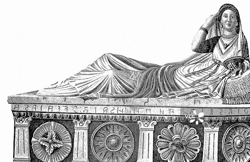 伊特鲁里亚的粘土石棺图片素材