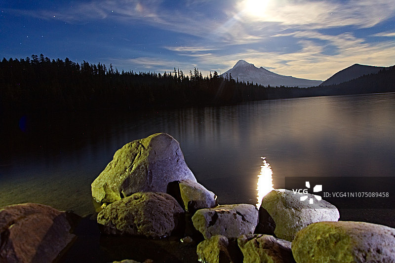从迷失湖观看胡德山图片素材