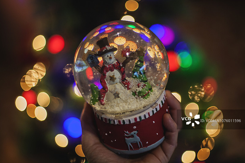 里面有雪人的水晶球图片素材