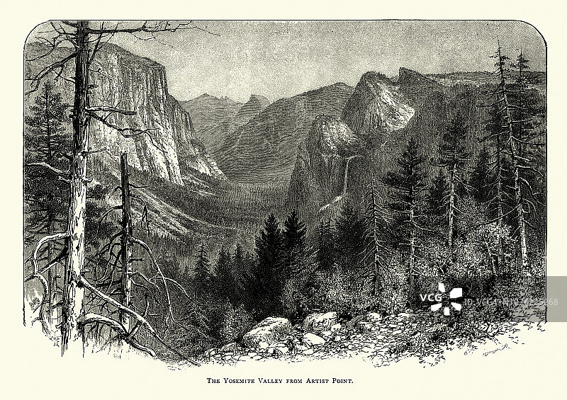 19世纪艺术家眼中的优胜美地谷图片素材