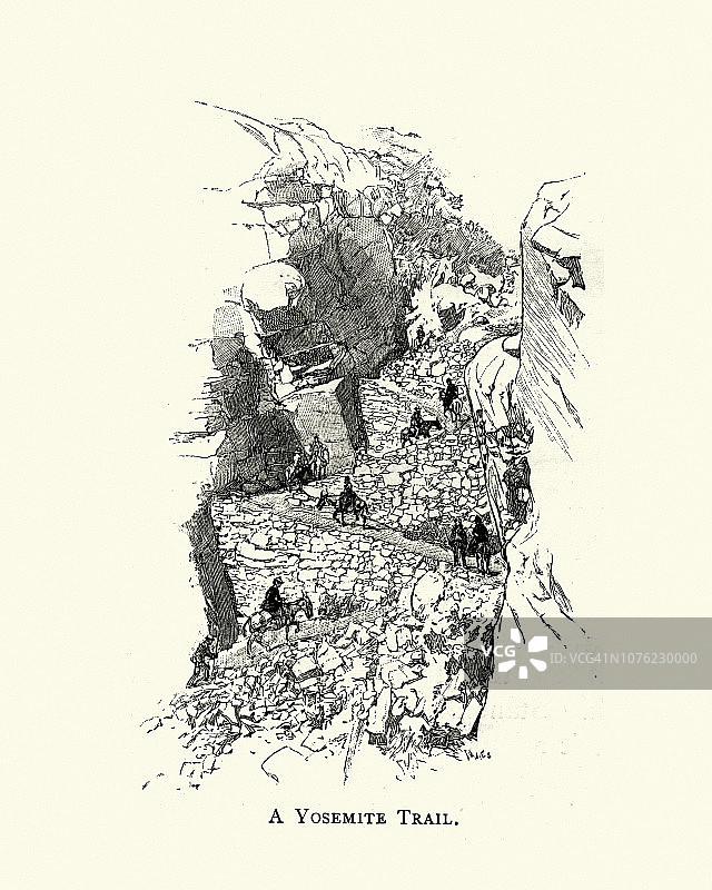 19世纪的优胜美地小径图片素材