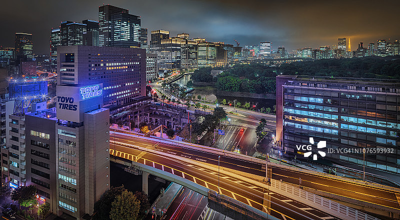 东京高速公路夜景全景图片素材
