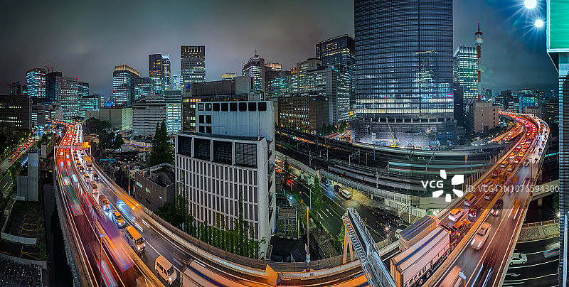 东京高速公路夜景全景图片素材