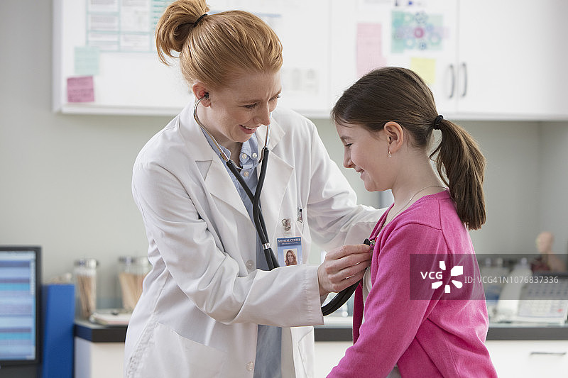 女医生在诊所检查小女孩图片素材