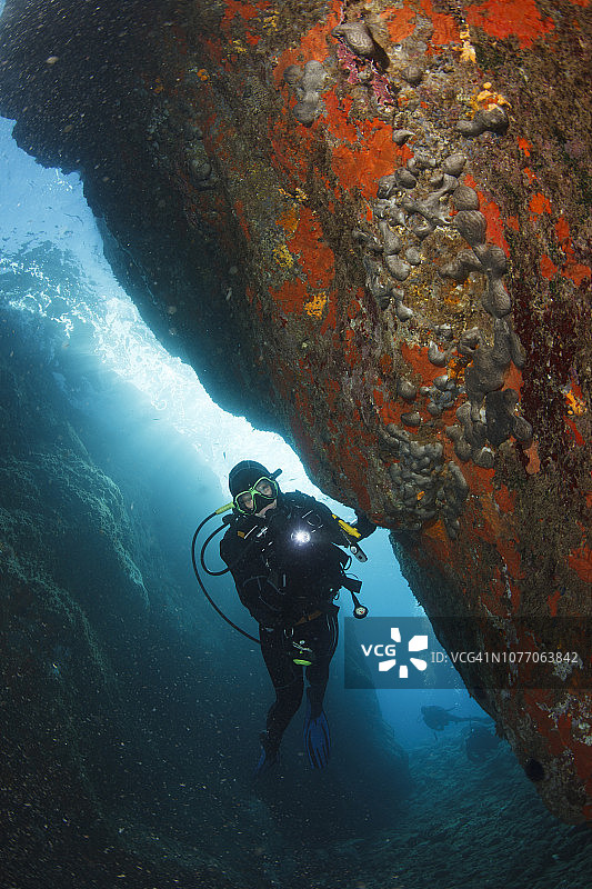 洞穴潜水：探索珊瑚礁和海底生物，享受水上运动图片素材