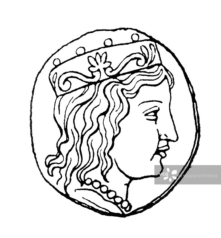 古希腊赫拉头像币图片素材