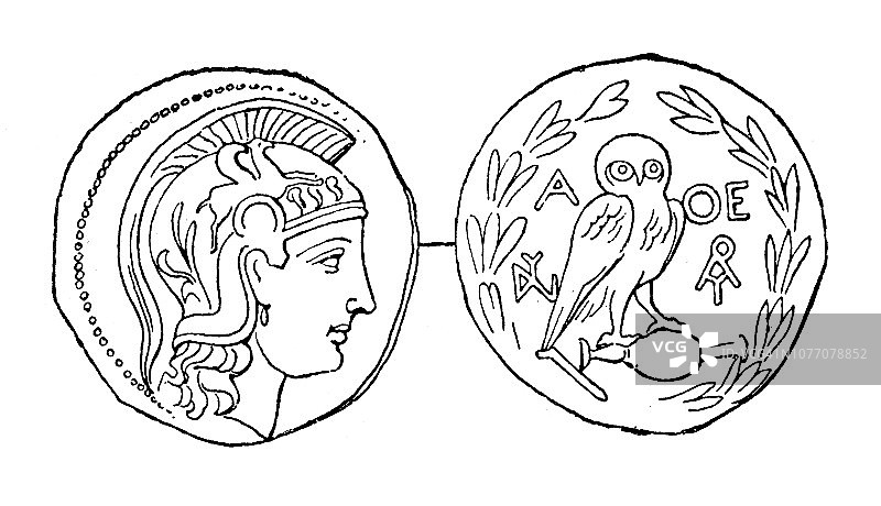 古典希腊雅典四德拉克马硬币图片素材