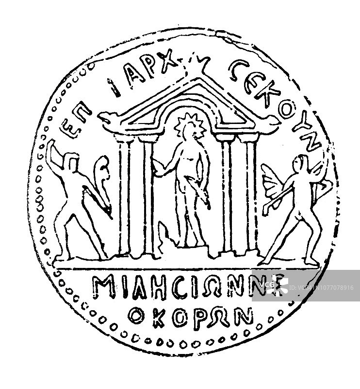古希腊米利都阿波罗神庙币图片素材