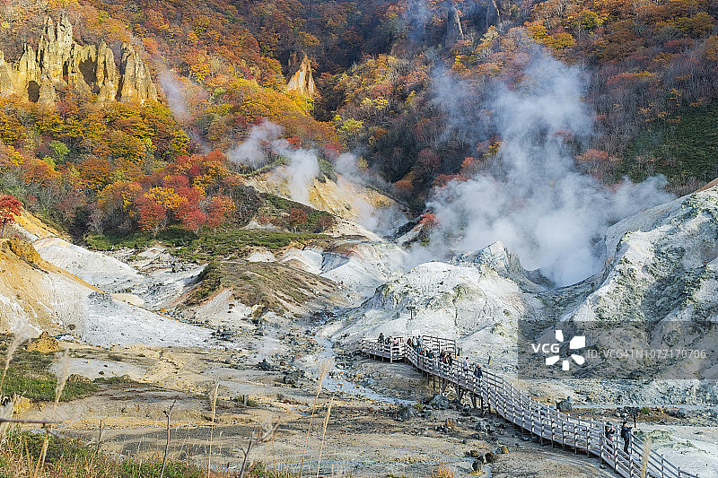 秋季的日本北海道登别温泉图片素材