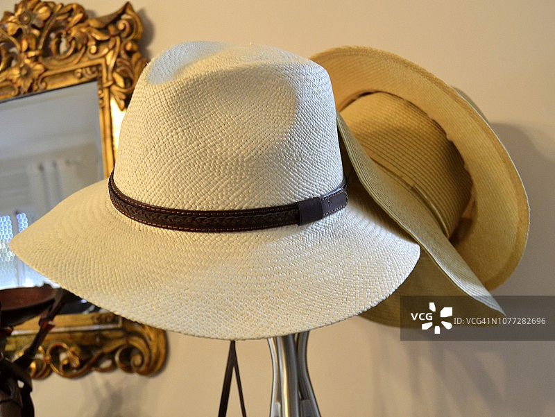 衣帽架上的草帽图片素材