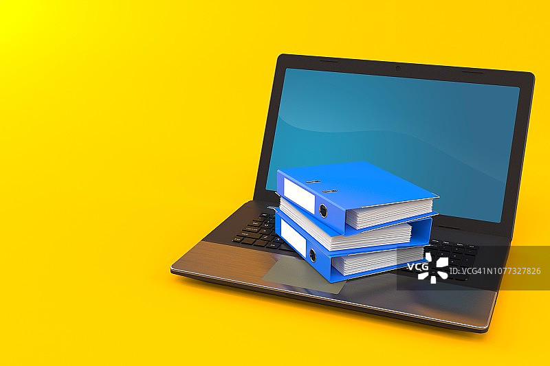 带笔记本电脑的活页夹图片素材