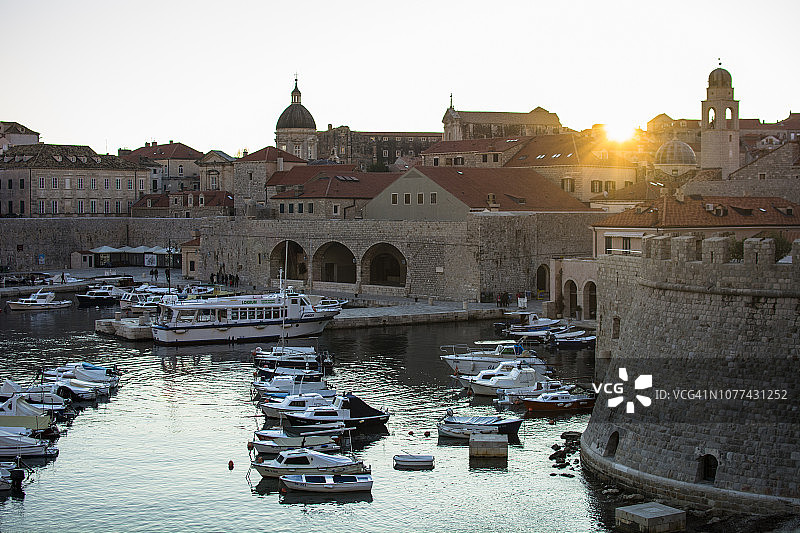 克罗地亚杜布罗夫尼克日落图片素材