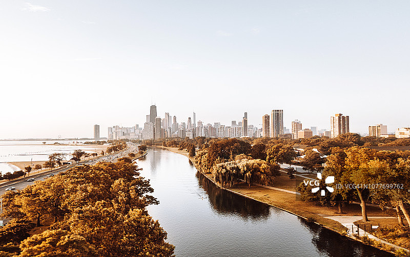 芝加哥秋季天际线图片素材