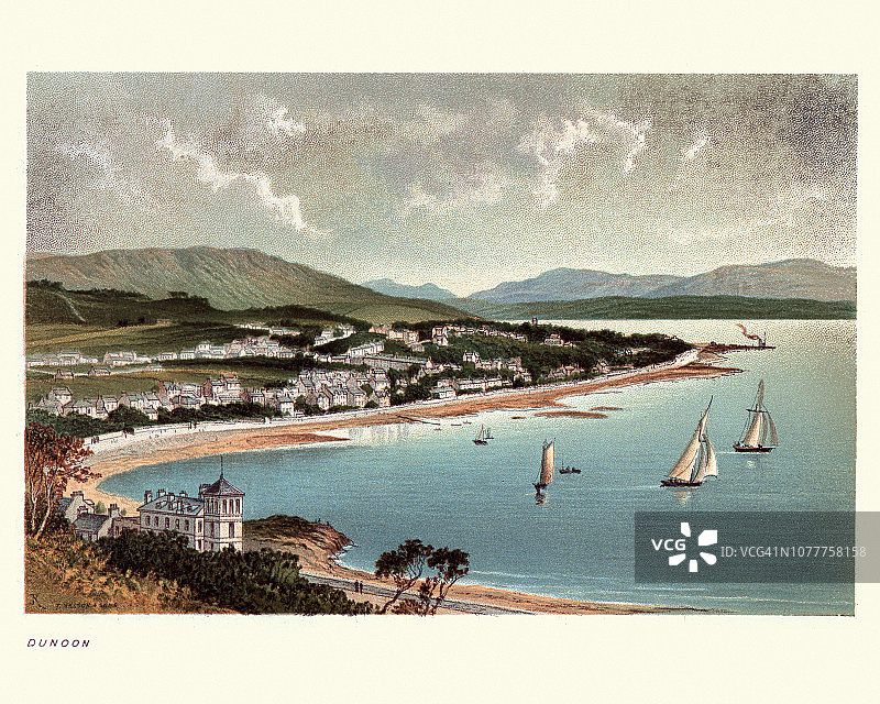 苏格兰阿盖尔-比特郡杜伦，十九世纪风光图片素材